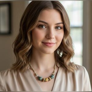 Elegant Gold and Turquoise Beaded Necklace